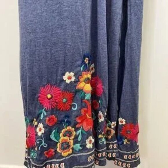 Johnny Was Embroidered Blue Maxi Dress Sz Sm NWOT - Picture 3 of 5